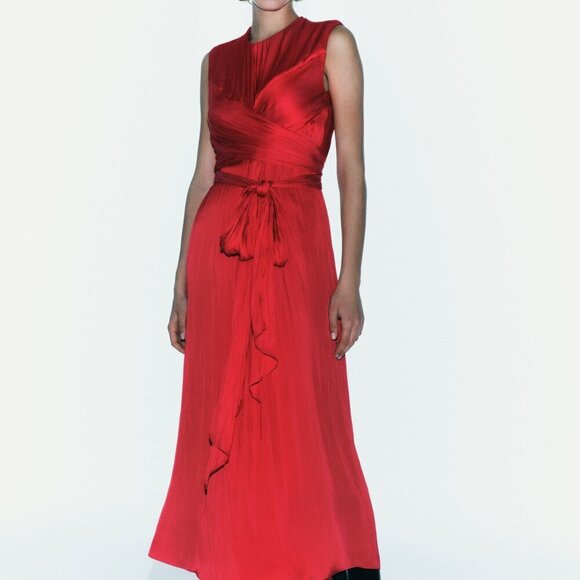 ZARA MIDI ZW COLLECTION SATIN DRESS - Picture 1 of 6